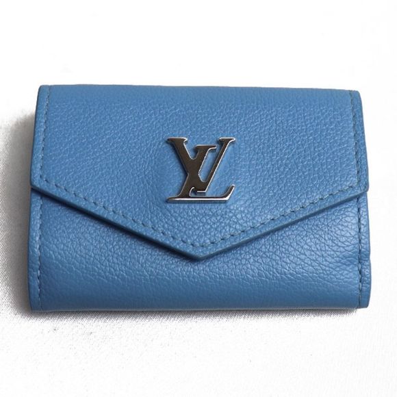 Louis Vuitton Portefeuille Lock Calf Leather Blue Mini LV Wallet Handbag - Picture 1 of 5
